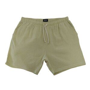 Massive Mens XL Beige Textured Cotton Shorts With Drawstring Waist & Pockets.